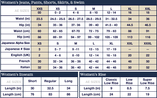 abercrombie and fitch jeans size chart